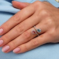 Pink Blue 2 Pear Lab Grown Diamond Engagement Rings in London.