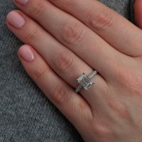 3ct Emerald Cut 3D Diamond Band lab grown diamond engagement rings.