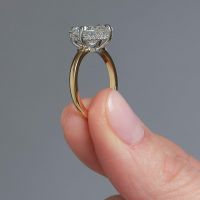 4ct Elongated Cushion solitaire Lab Grown Diamond Engagement Rings.