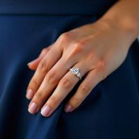1.20ct Oval & Pear Trilogy Lab Grown Diamond Engagement Rings 