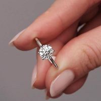 1.50ct Round Solitaire Hidden Halo Lab Grown Diamond Engagement Rings.