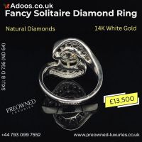 ✨ For Sale: Elegant 14K White Gold Fancy Solitaire Ring ✨