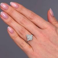 The 1.50ct Pear Trilogy Lab Grown Diamond Engagement Ring in London