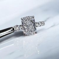 3ct Elongated Cushion U Prong Lab Grown Diamond Engagement Rings.