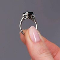 Lab 3ct Emerald Trilogy Ring Lab Grown Diamond Engagement Rings.
