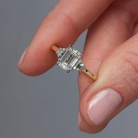 2ct Emerald Cut & Trapezoid Trilogy Ring lab grown diamond engagement 