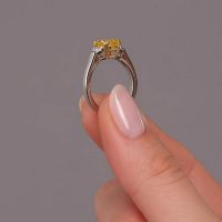 1.70ct Yellow Cushion & Trilogy Lab Grown Diamond Engagement Rings.