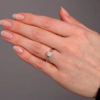0.35ct Cushion Cut Halo lab grown diamond engagement rings. Shop Now!