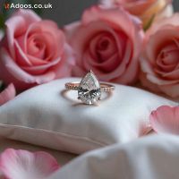 2ct Pear Hidden Halo Cathedral Lab Grown Diamond Engagement Rings.