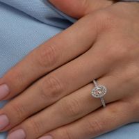 1ct Pink Oval Seamless Halo Lab Grown Diamond Engagement Rings.