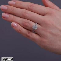 0.70ct Radiant Split Shoulder Halo lab grown Diamond Engagement Rings.