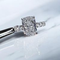 3ct Elongated Cushion U Prong Lab Grown Diamond Engagement Rings.
