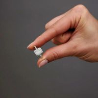 1.50ct Radiant Seamless Halo lab grown Diamond Engagement Rings.