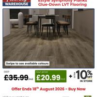ESTYLE SYMPHONY PLANKS GLUE-DOWN LVT FLOORING | £20.99/M²
