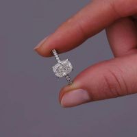 2.70ct Elongated Cushion Hidden Halo Lab Grown Diamond Engagement Ring