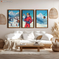 Vintage Apres Ski Resort Set of 3 Prints. Winter Sports Decor