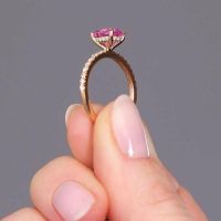 1.50ct Pink Sapphire Hidden Halo Lab Grown Diamond Engagement Rings.