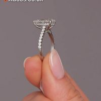 3ct Pear Cathedral Hidden Halo Lab Grown Diamond Engagement Rings.