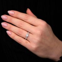 0.35ct Elongated Cushion Cut Diamond Seamless Halo Engagement Ring