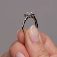0.35ct Cushion Split Shoulder Halo Lab Grown Diamond Engagement Rings.