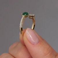 Emerald & Pear Diamond Toi Et Moi Lab Grown Diamond Engagement Rings.