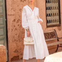 Elisa White Long Cotton Dress