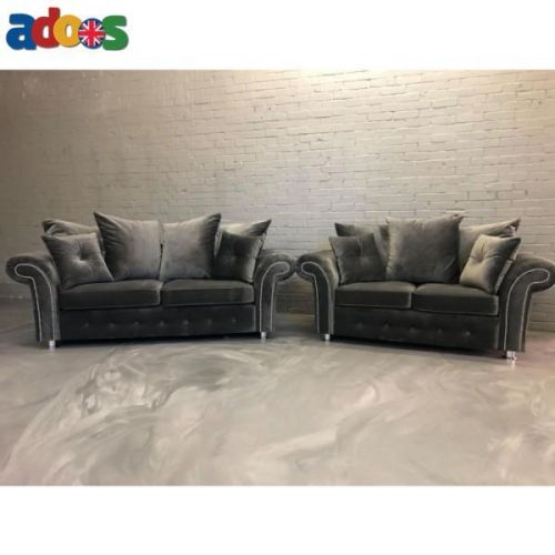 Modern Tuxedo Arm Couch Velvet Upholstered in UK