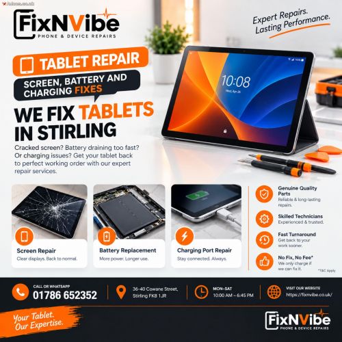 Tablet Repair Stirling: Screen, Battery and Charging Fixes