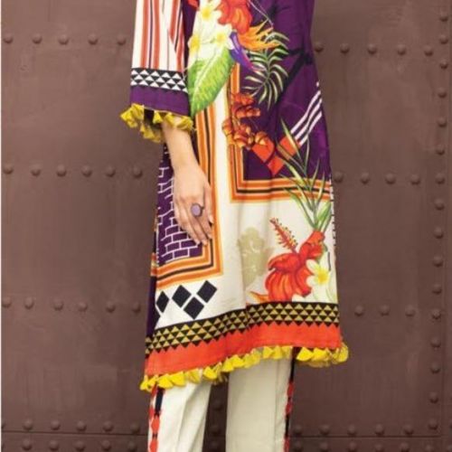 Printed linen Magenta 2Pcs Suit