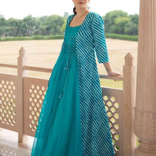  Teal Silk Gown Dress 