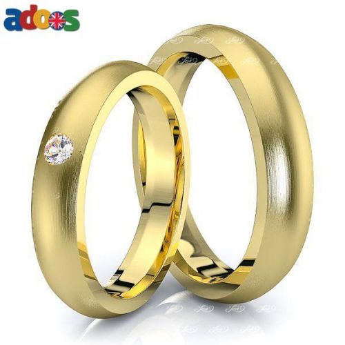 0.05 Carat Elegant Basic 4mm His and Hers Diamond Wedding Ring Set